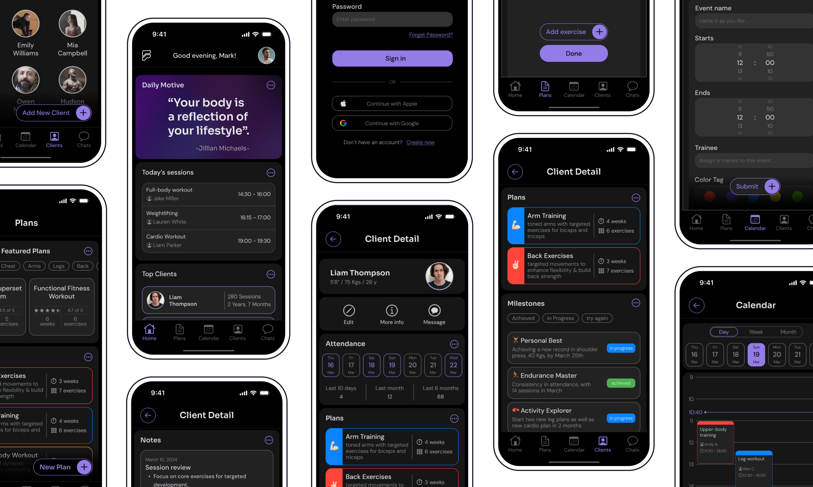 the hero image with three mockups of the application.
